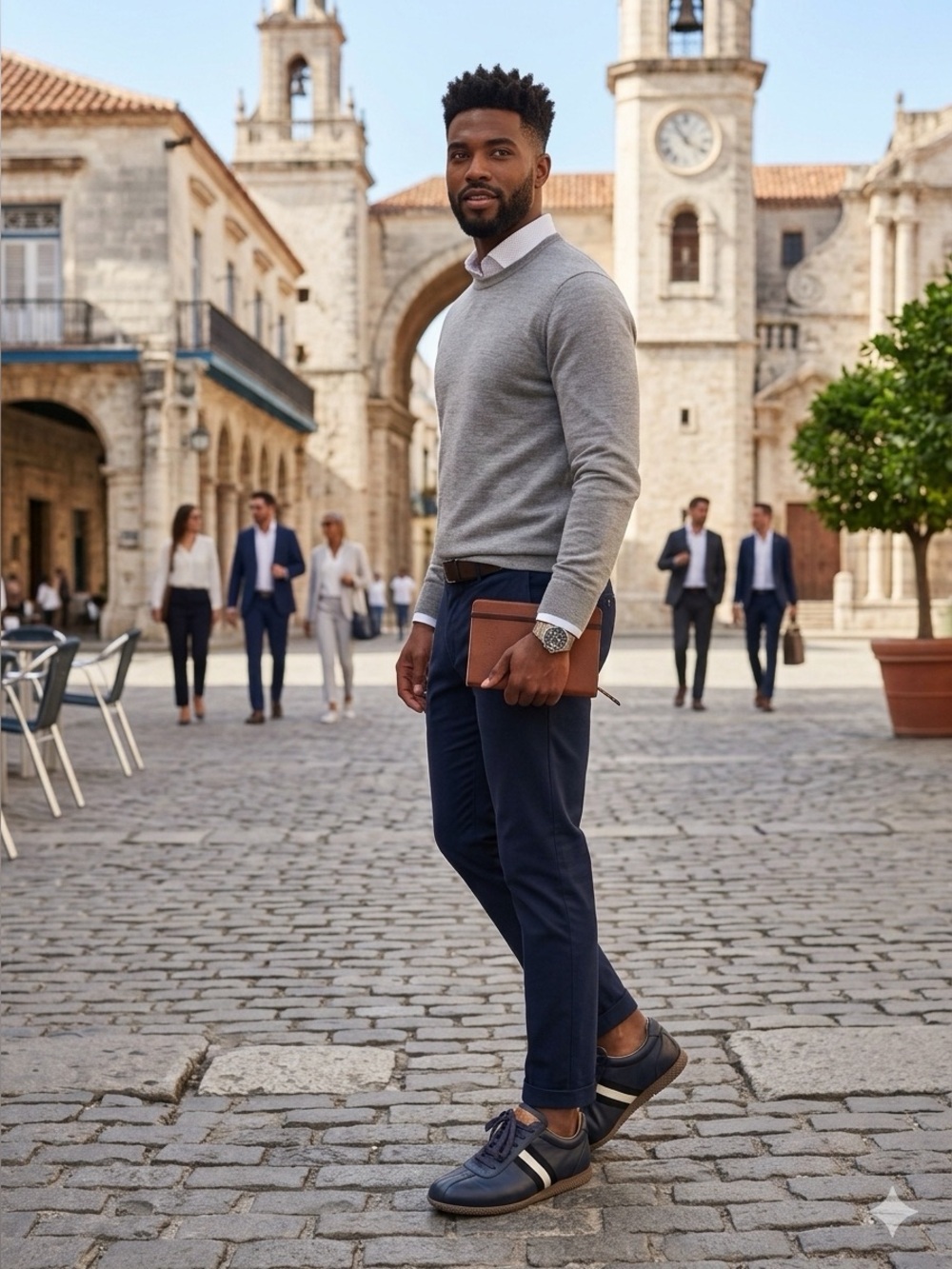 Bally Frenz Men's Ink Blue Leather Striped Lace Up Sneakers US 10.5 D EU 9.5